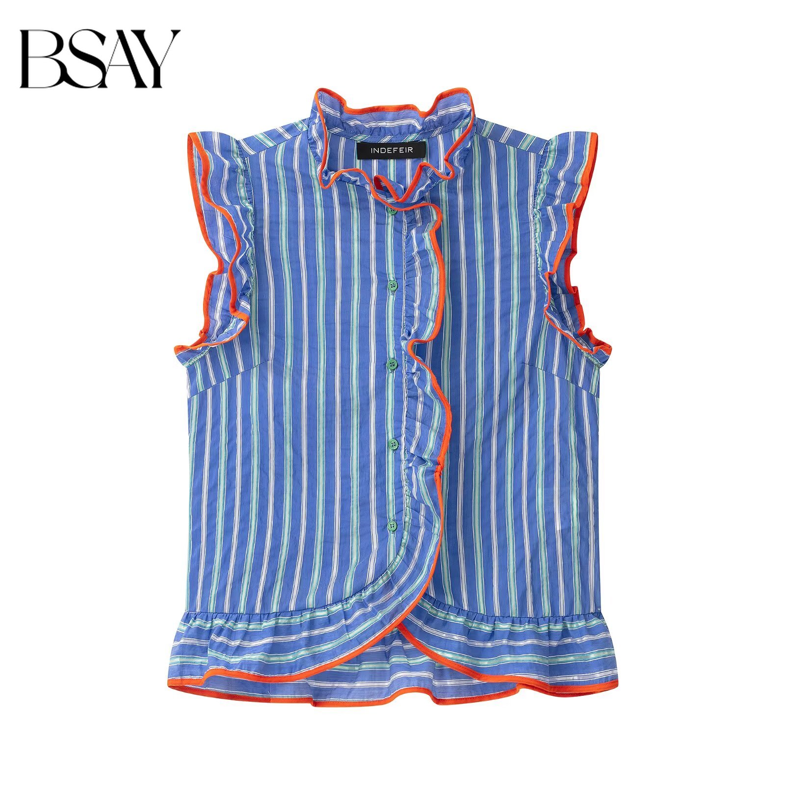 BSAY Blusa sin mangas a rayas  - Shirt Camp Collar reseña y precio